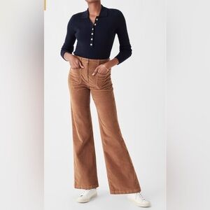 Faherty Stretch Corduroy Pants with patch pocket detail in Cedar Brown sz 25